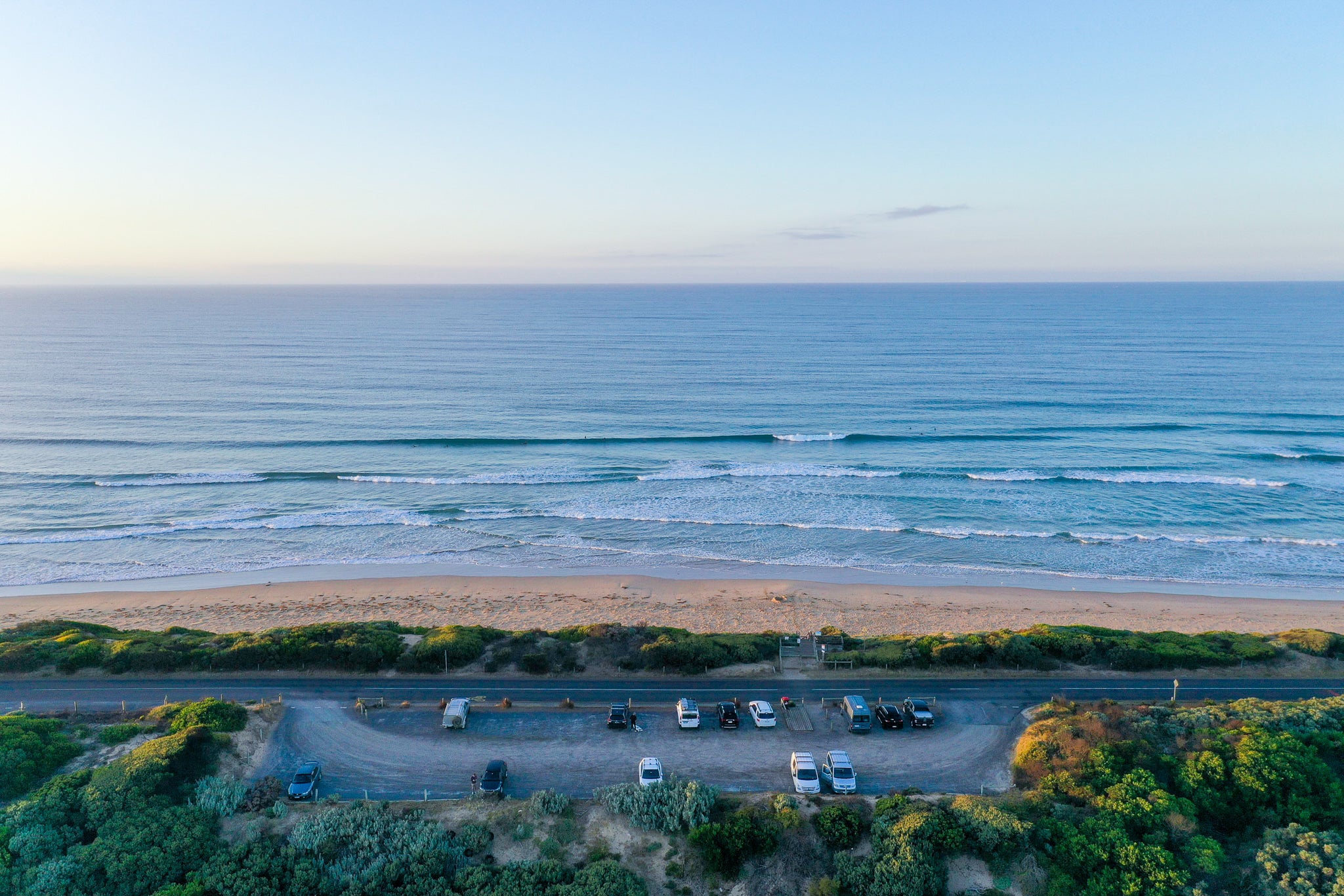 Sunrise from 13th Beach Carpark aerial wall art print Surf Coast Victoria