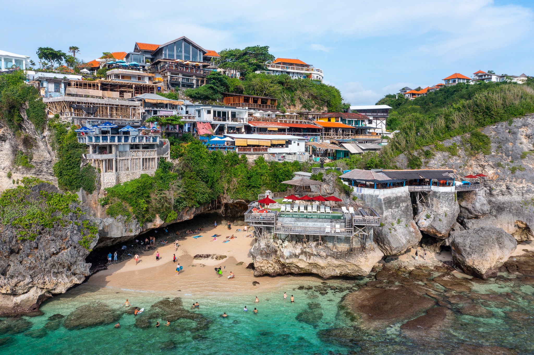 Uluwatu Cliff aerial photography print showing rugged coastline and ocean in Bali