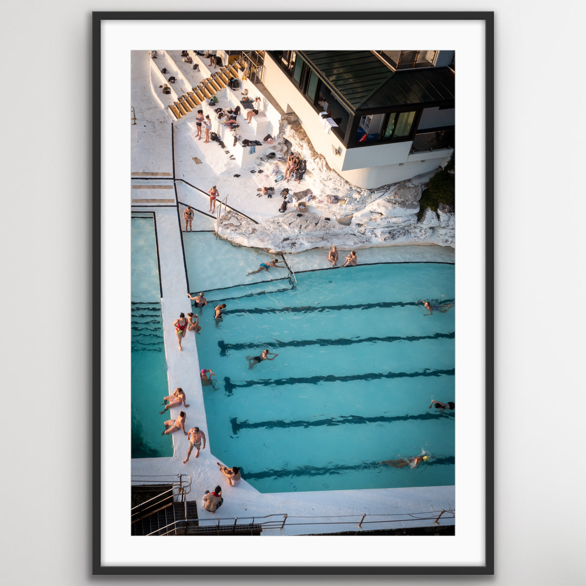 Bondi Icebergs aerial photography print for coastal home decor Sydney