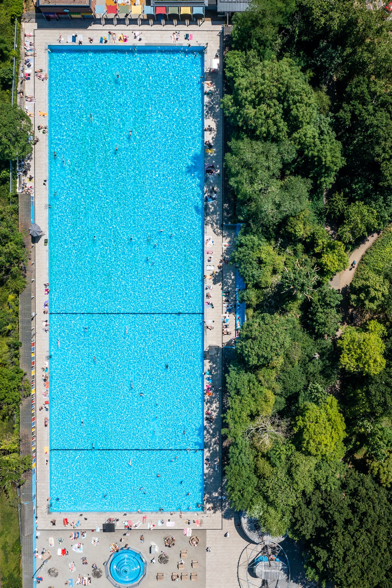 Lido top down aerial photography print in London