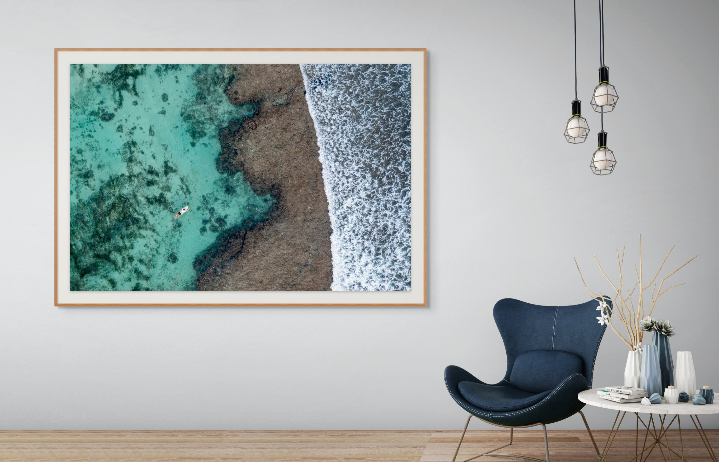 Bingin Surfer Bali aerial print captured by drone fine art photography