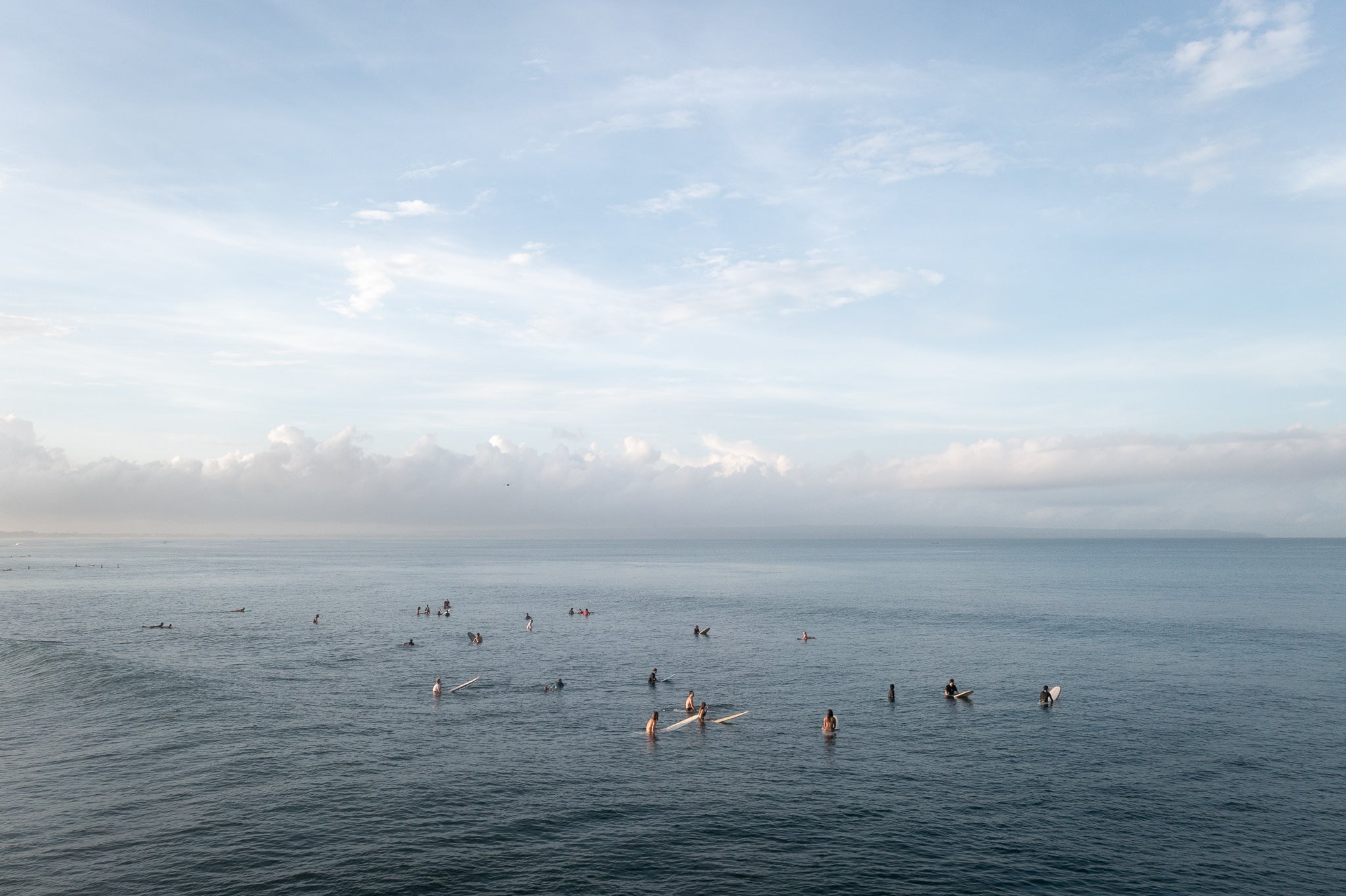 Canggu Surfers Line Up aerial photography print showing surf lines and waves in Bali