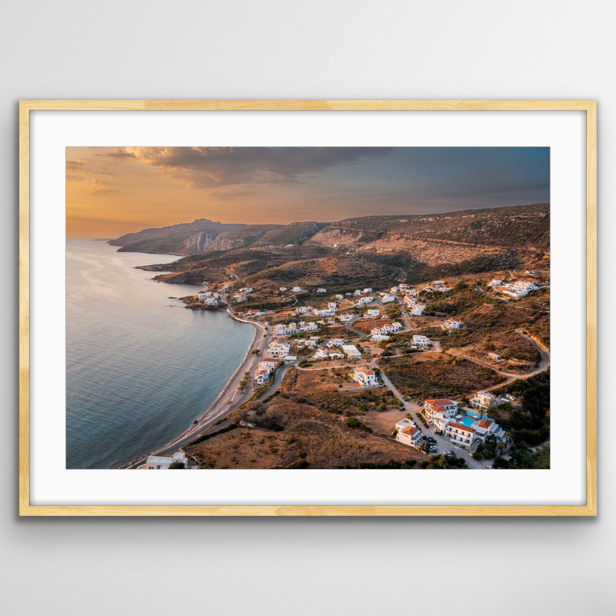 Drone aerial view of Kythira sunrise fine art wall art photography print