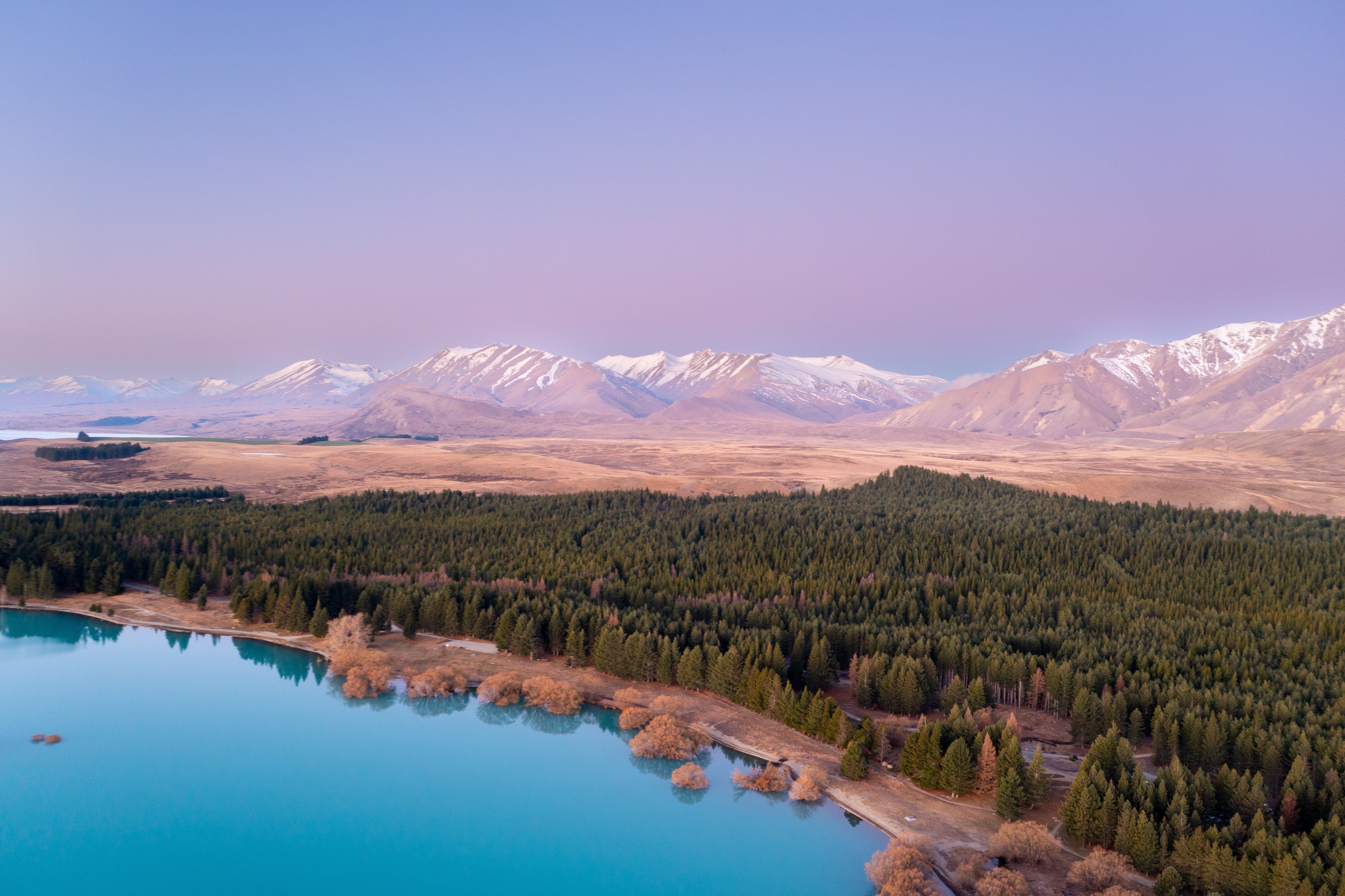 Lake Tekapo aerial photography print showing vibrant turquoise water in New Zealand