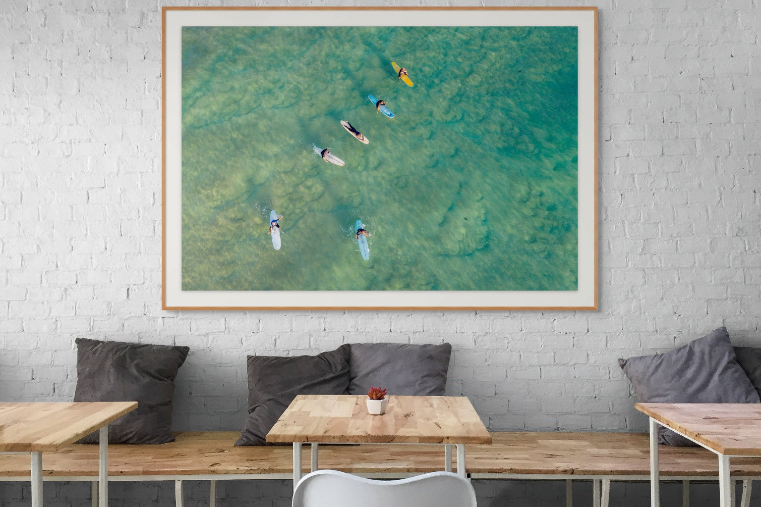 Large Manly Beach surfers wall art print from above
