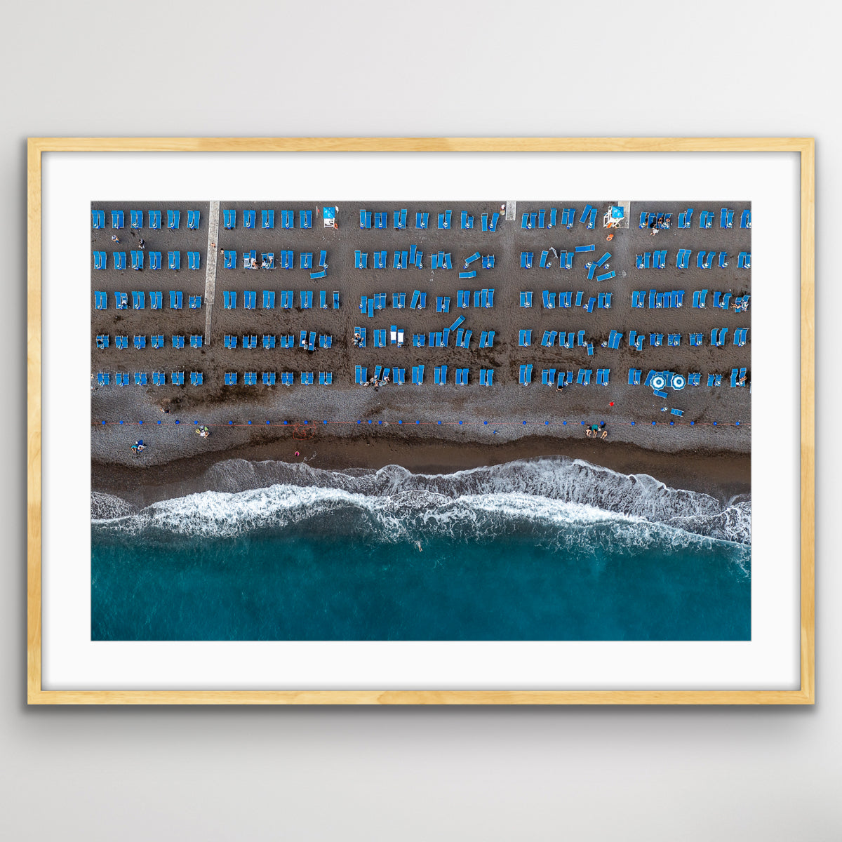 Amalfi Coast Positano beach sunbeds fine art print