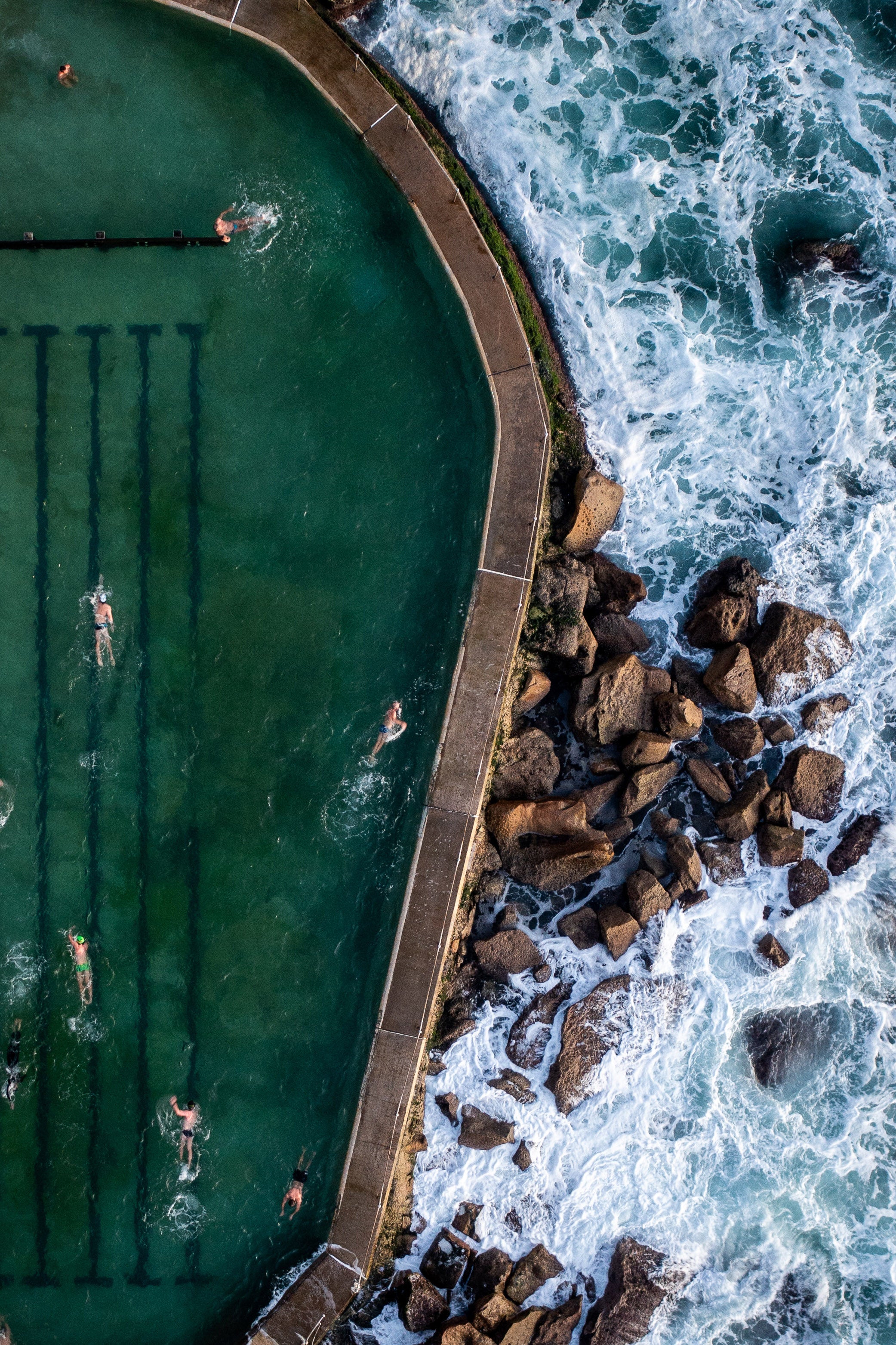 Bronte Beach ocean pool aerial photography print coastal wall art