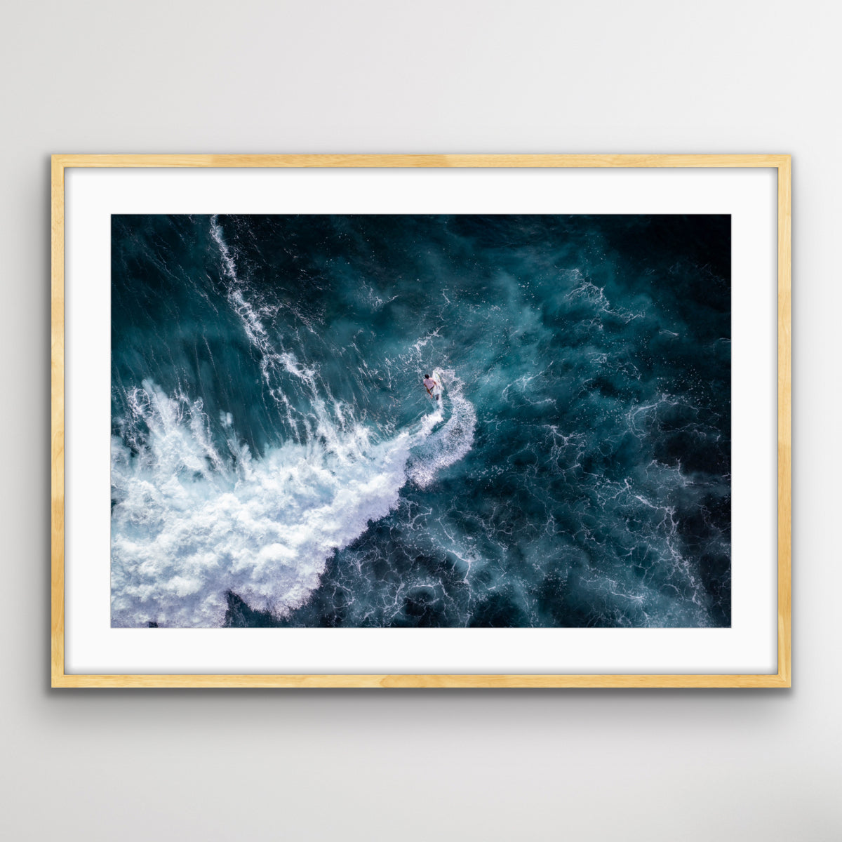 Bronte Beach surfer riding wave drone photography print