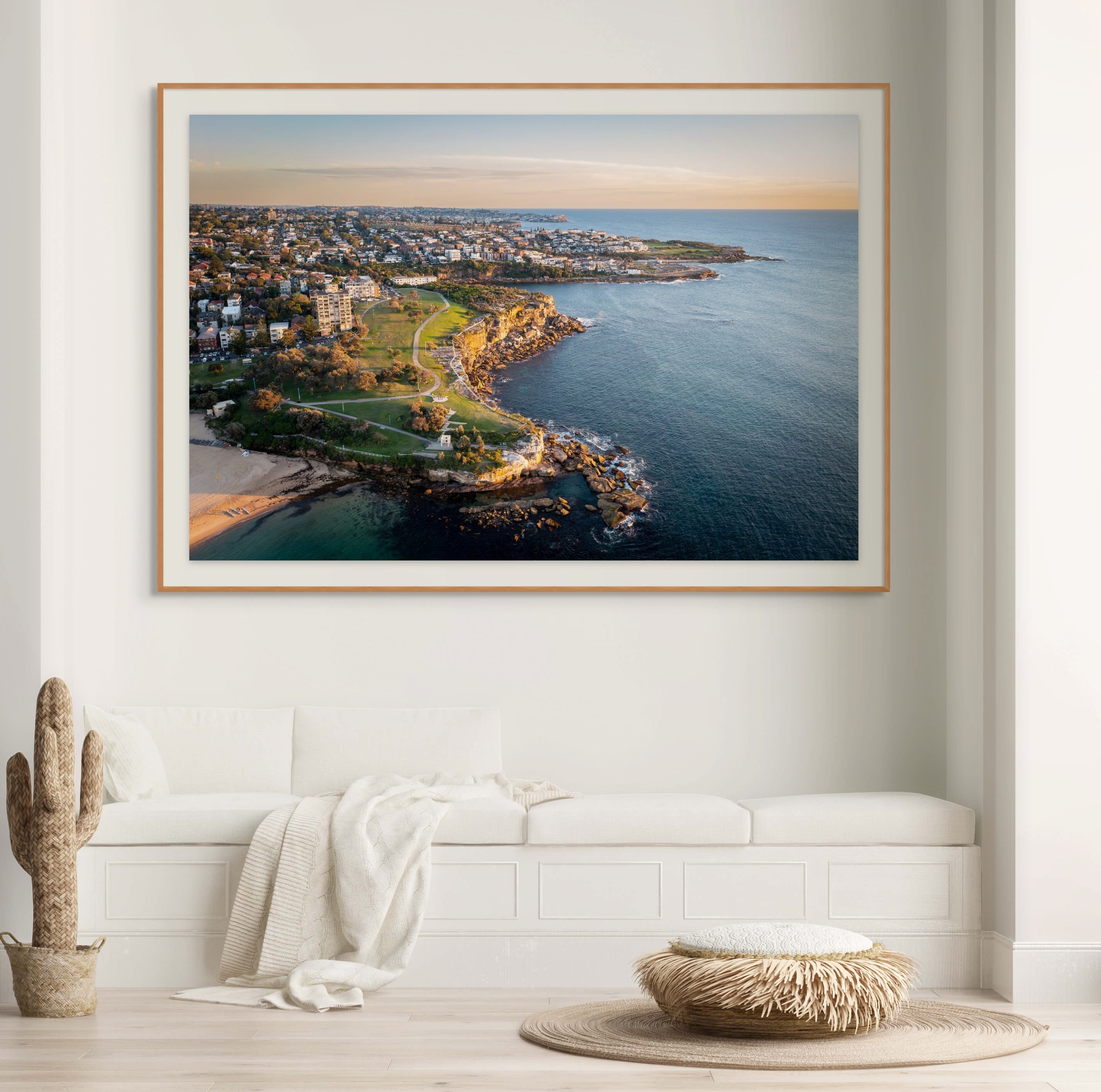 Coogee Beach ocean and sand aerial wall art print