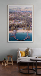Coastal aerial wall art of Balmoral Beach in Sydney Australia