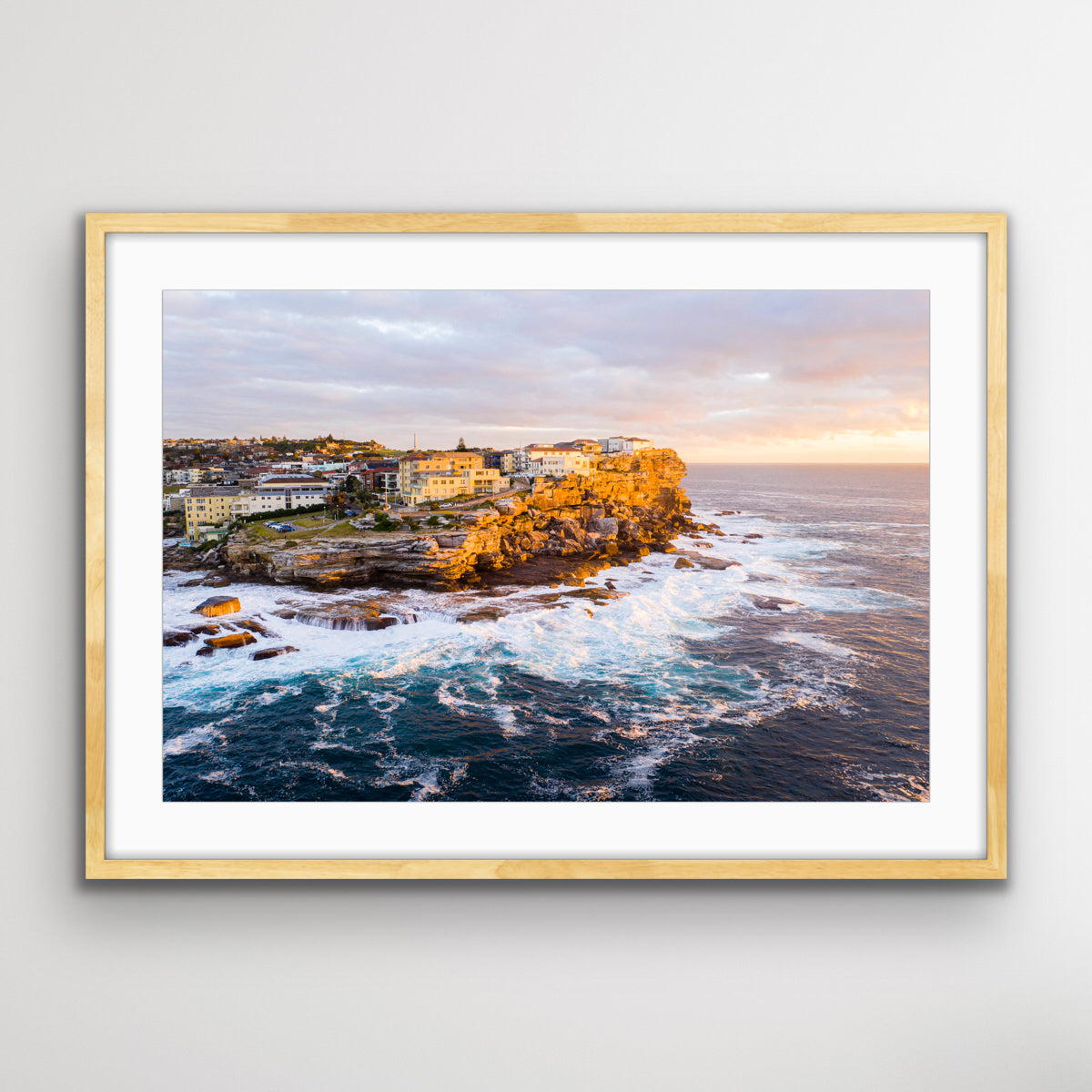 Ben Buckler cliffs at sunrise Bondi drone photography print