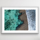 Aerial photograph of surfer at Bingin Bali wall art print