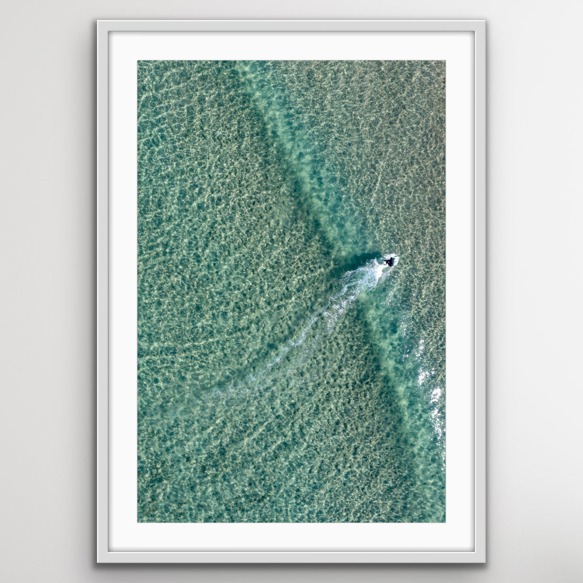 Bondi surfer drone photography print modern coastal wall art