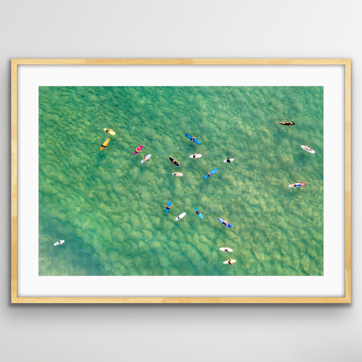 Bondi Beach surfers top down coastal aerial photography print