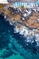 Boats in Bondi aerial photography print showing boats and water from above