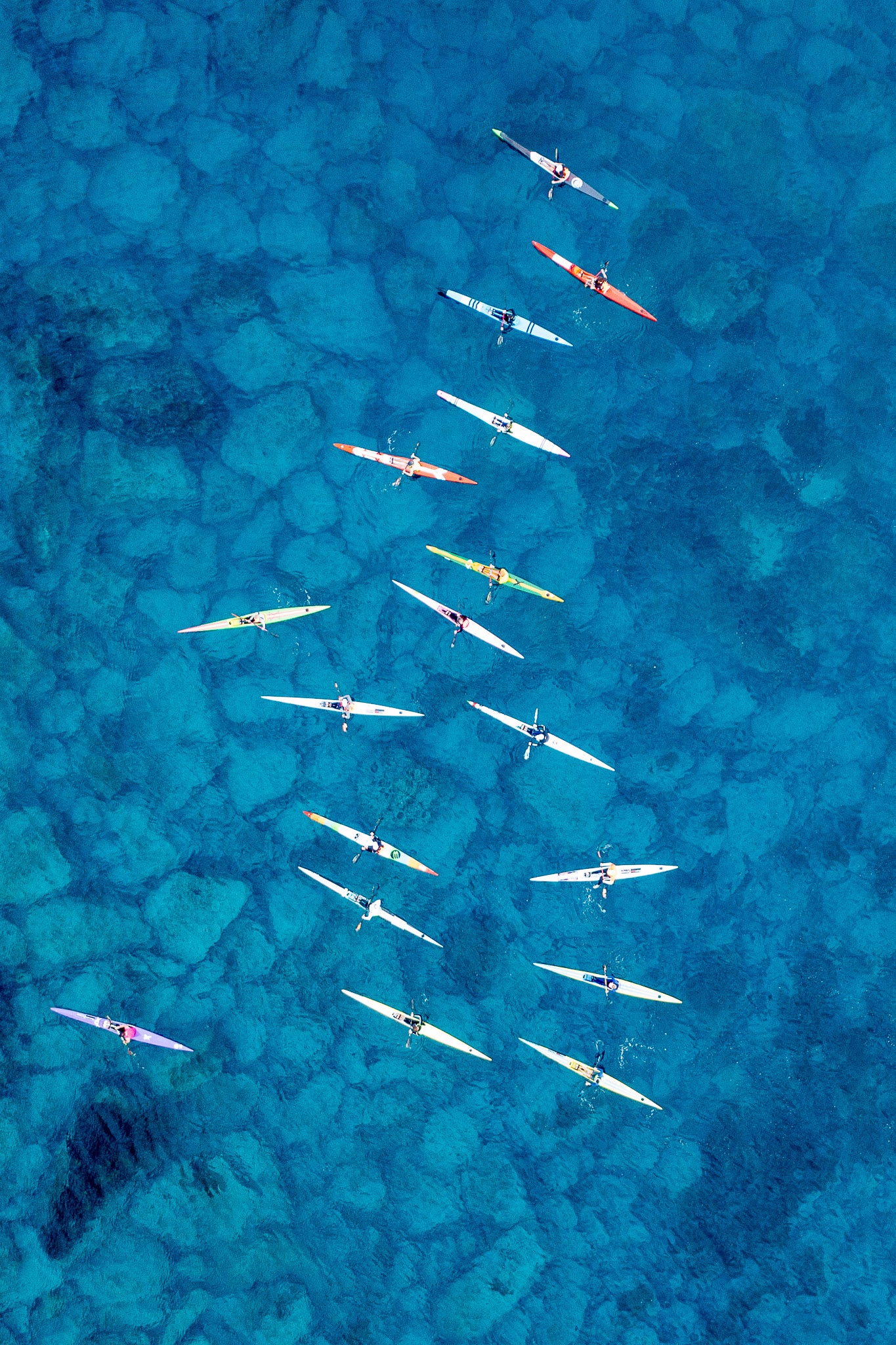 Sea Kayaks at Bondi Beach aerial wall art prin