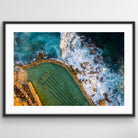 Aerial photograph of Bronte Pool with warm sunlit tones wall art print