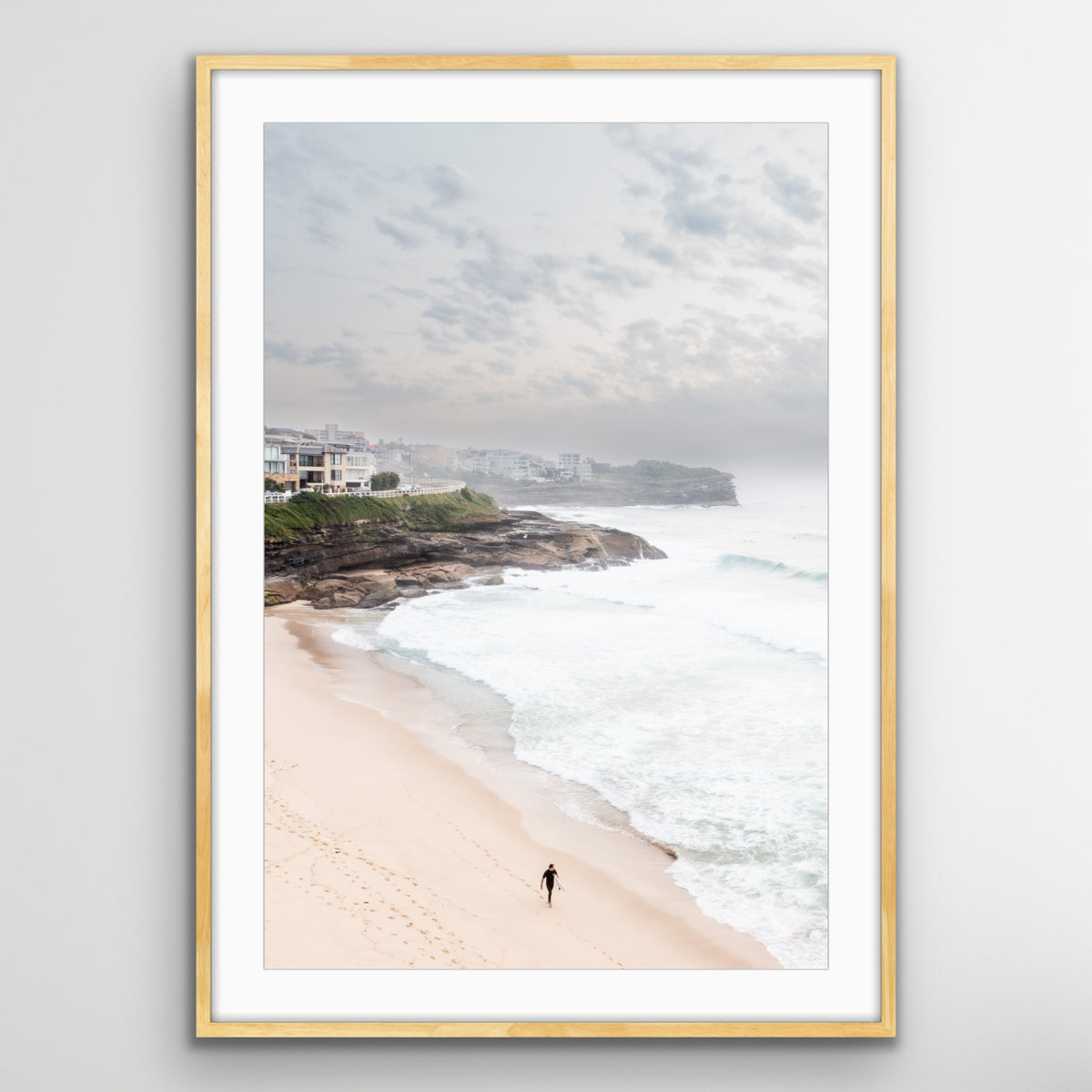Bronte Beach surfer aerial photography print coastal wall art