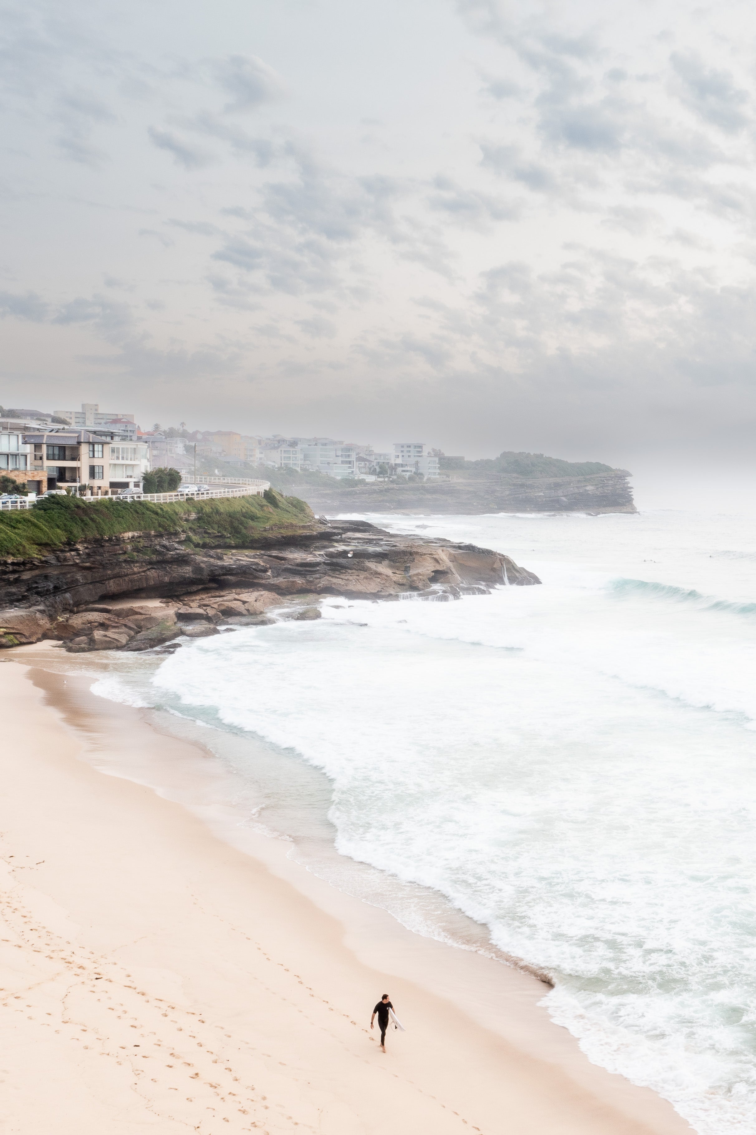 Bronte Solo Surfer wall art print featuring lone surfer at Bronte Beach Sydney
