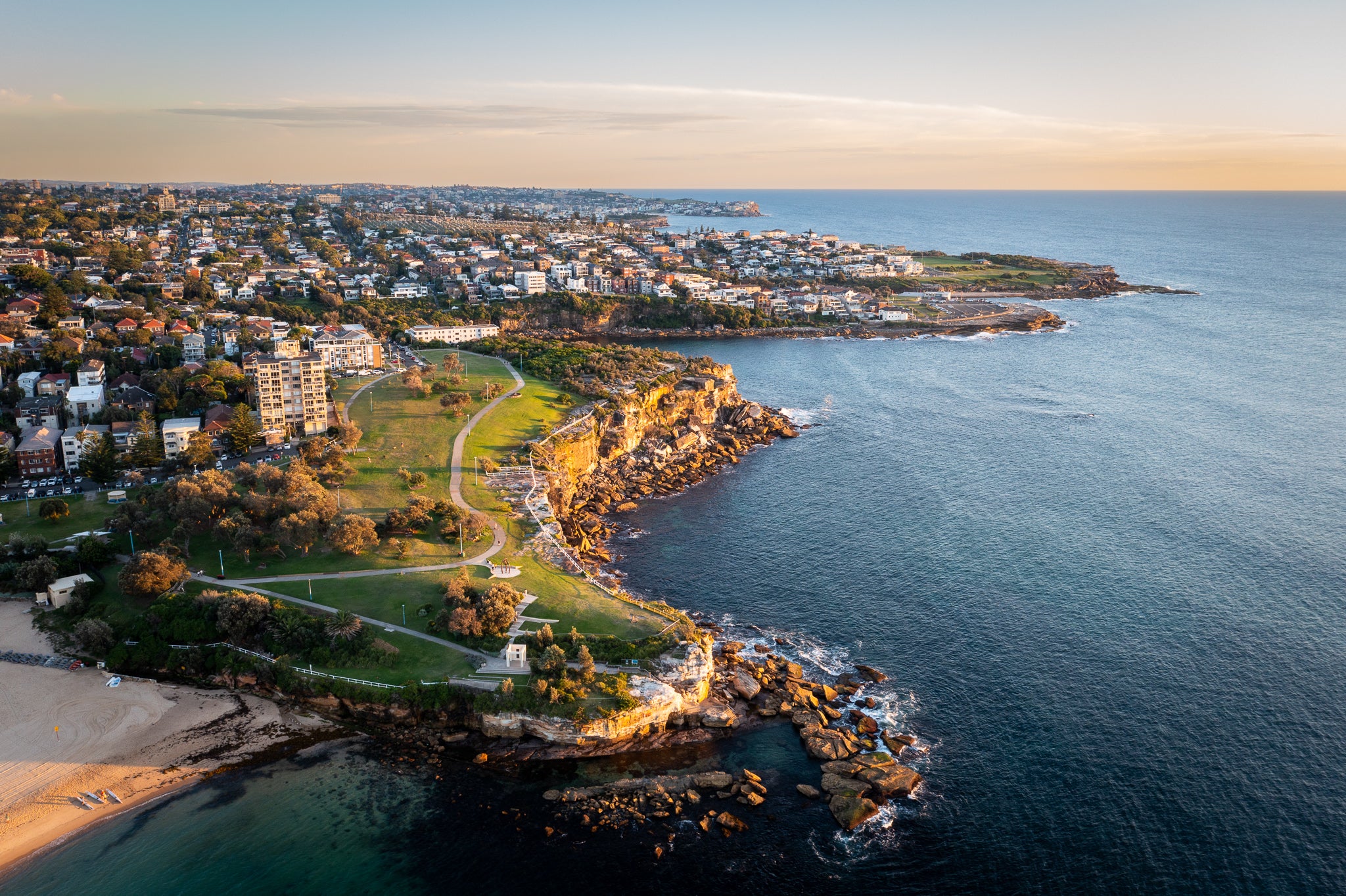 Coogee Beach wall art print featuring aerial view of Sydney coastline