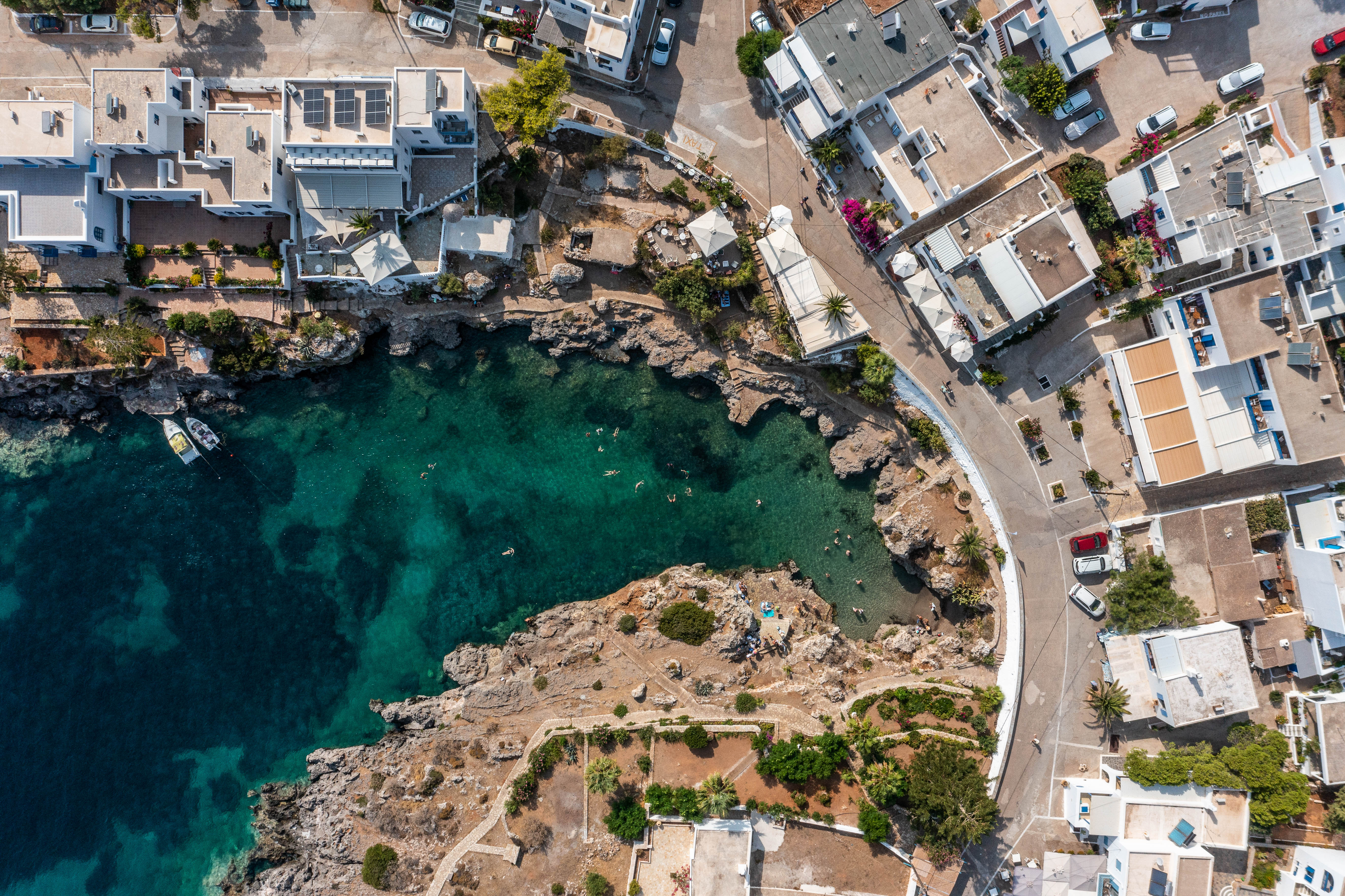 Kythira top down aerial photography print showing Greek island landscape