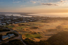 Golden Barwon Heads aerial photography print – sunrise over Barwon River and Southern Ocean in Victoria