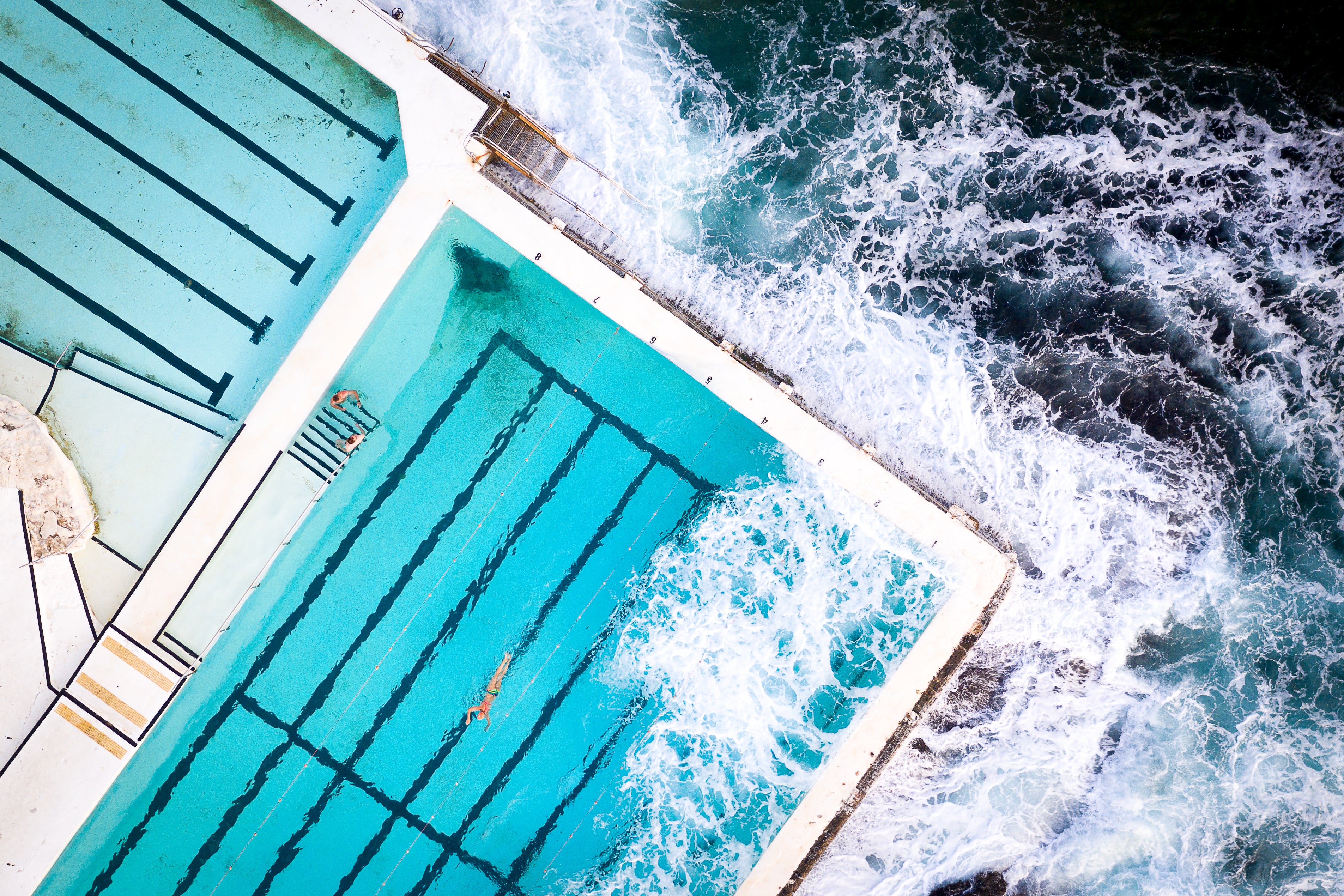 Sydney Bondi Icebergs top down coastal aerial photography print