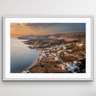 Aerial photograph of Kythira island at sunrise wall art print