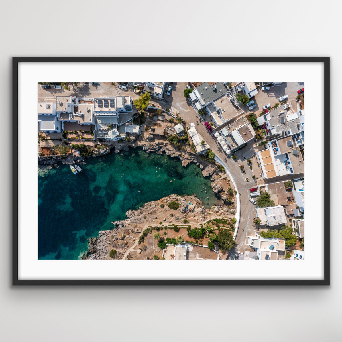 Drone aerial view of Kythira island from above fine art print