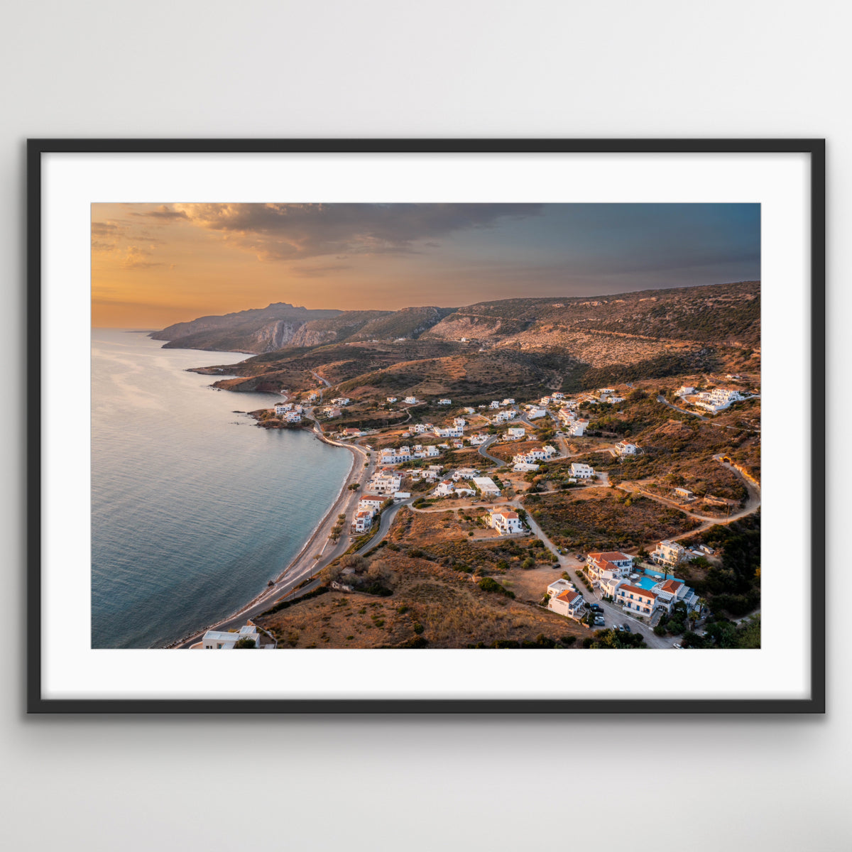 Greece Kythira golden sunrise aerial landscape photo print”