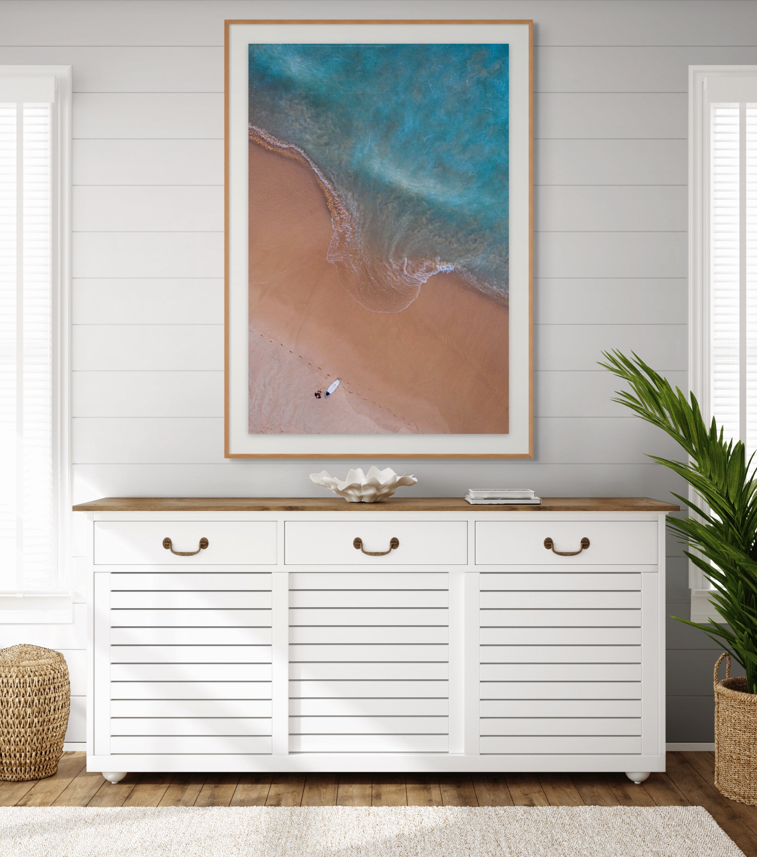 Manly Beach lone surfer drone photography print