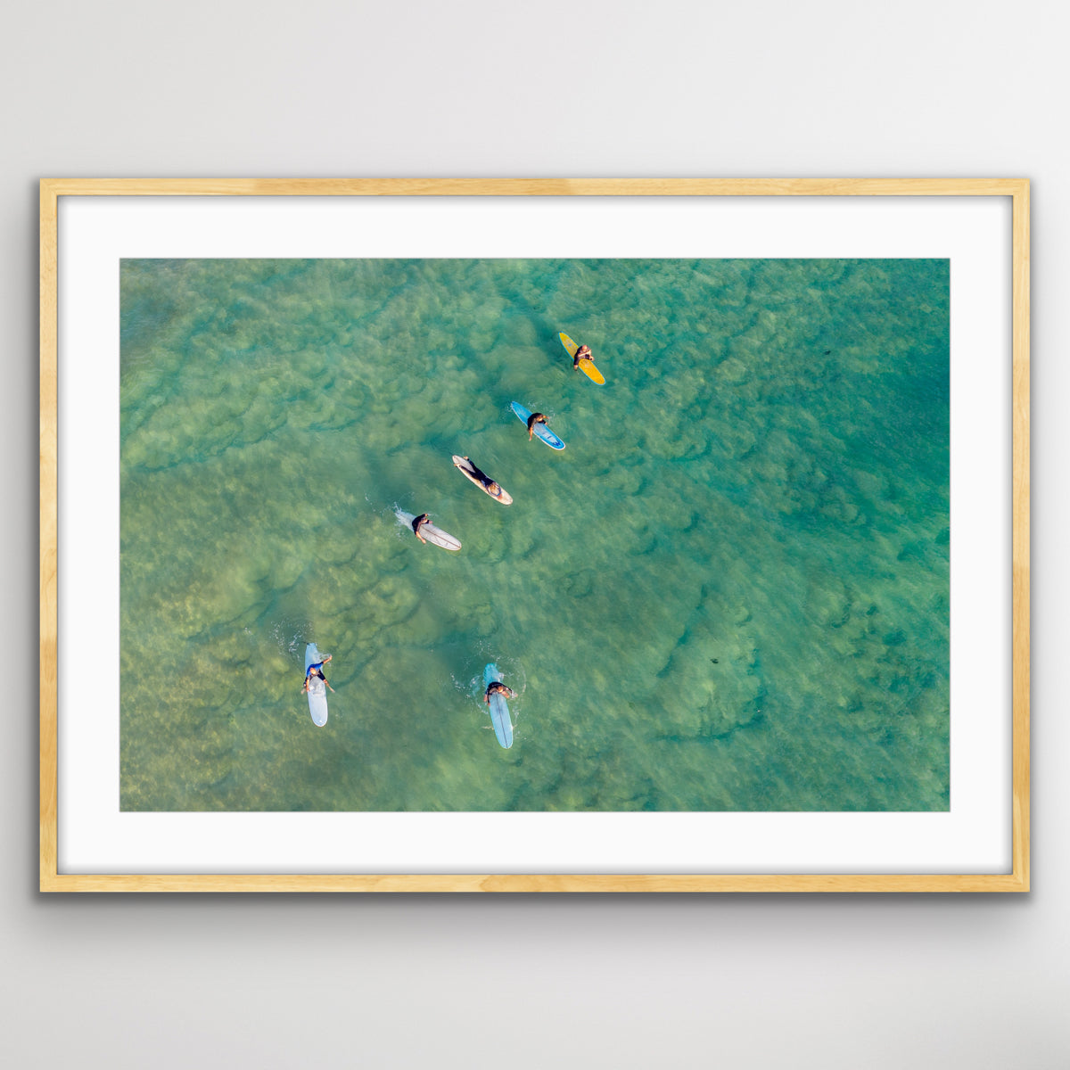 Manly Beach surfers aerial photography print coastal wall art Sydney