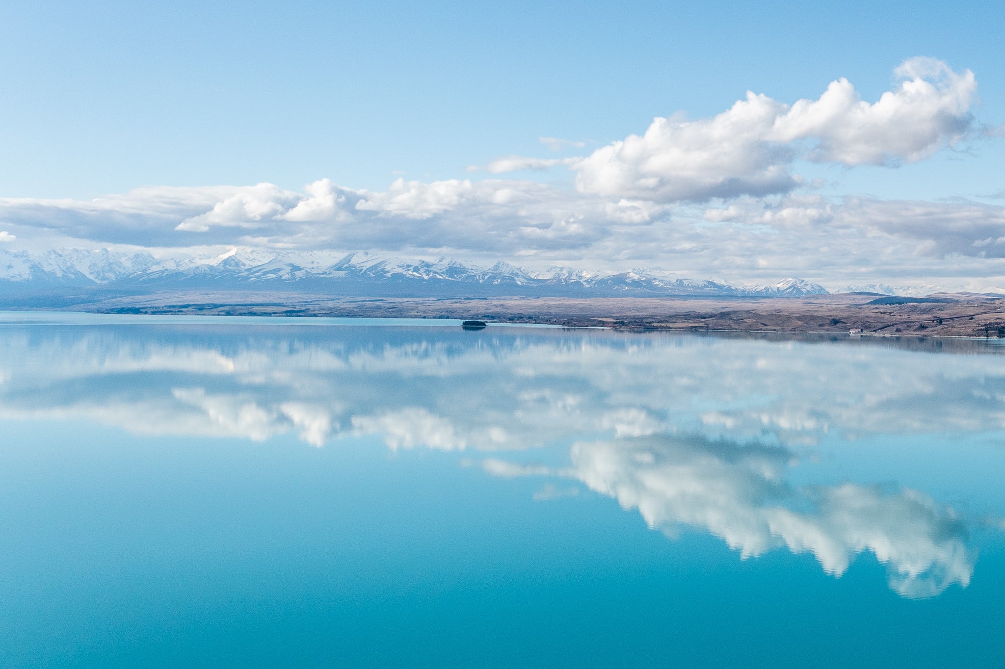 Lake Tekapo aerial photography print showing vibrant turquoise water in New Zealand