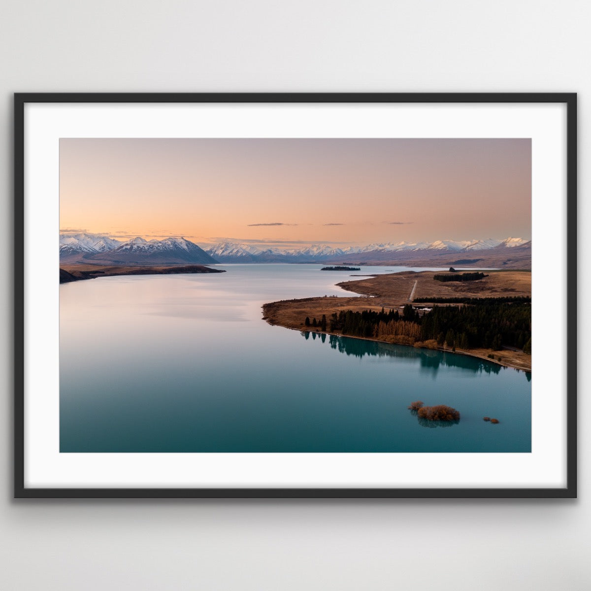New Zealand Lake Tekapo sunrise aerial landscape photo print