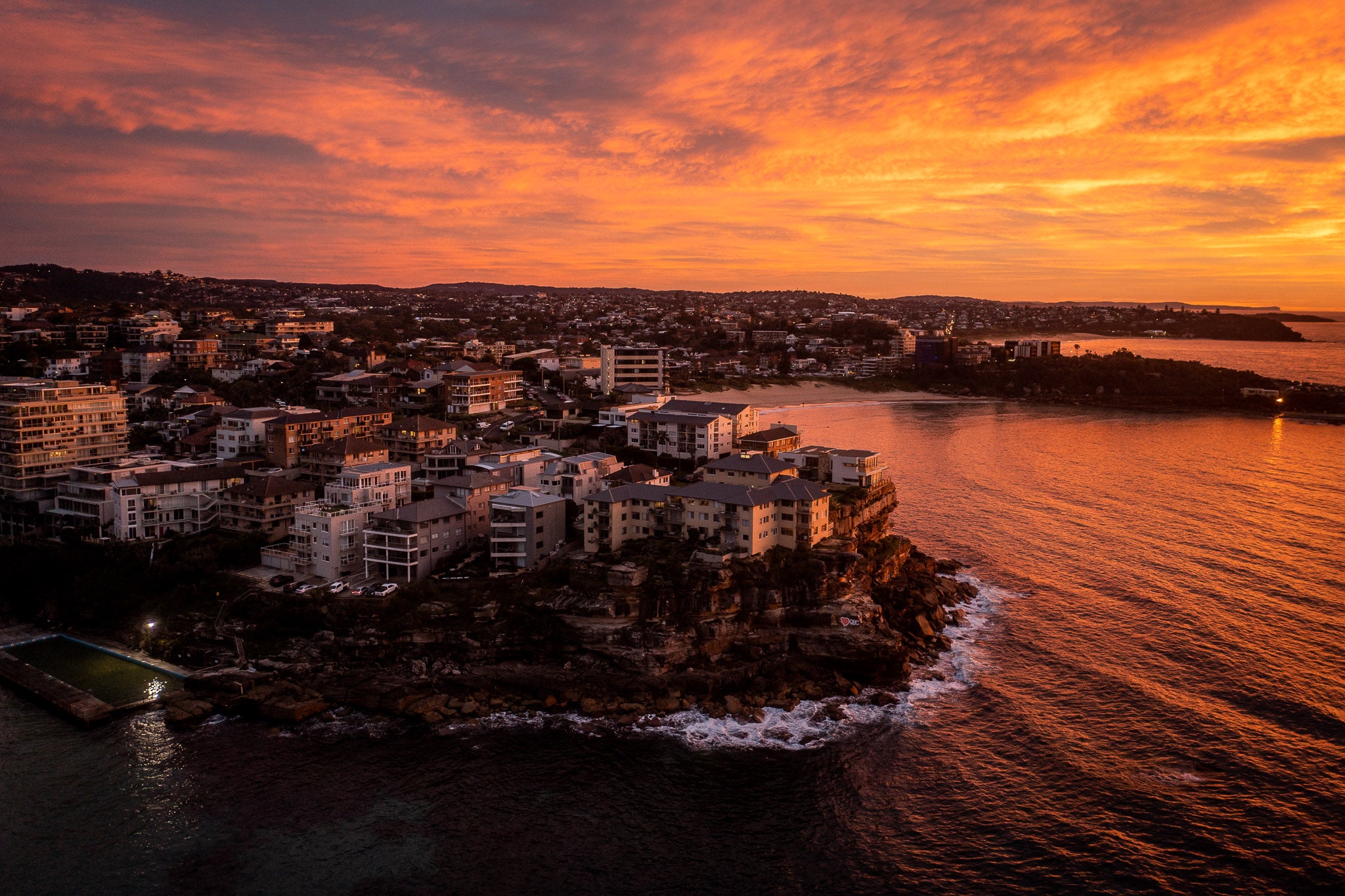 Manly sunrise wall art red sky Sydney print