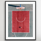 Drone aerial view of basketball court in Santorini, Greece fine art photography print