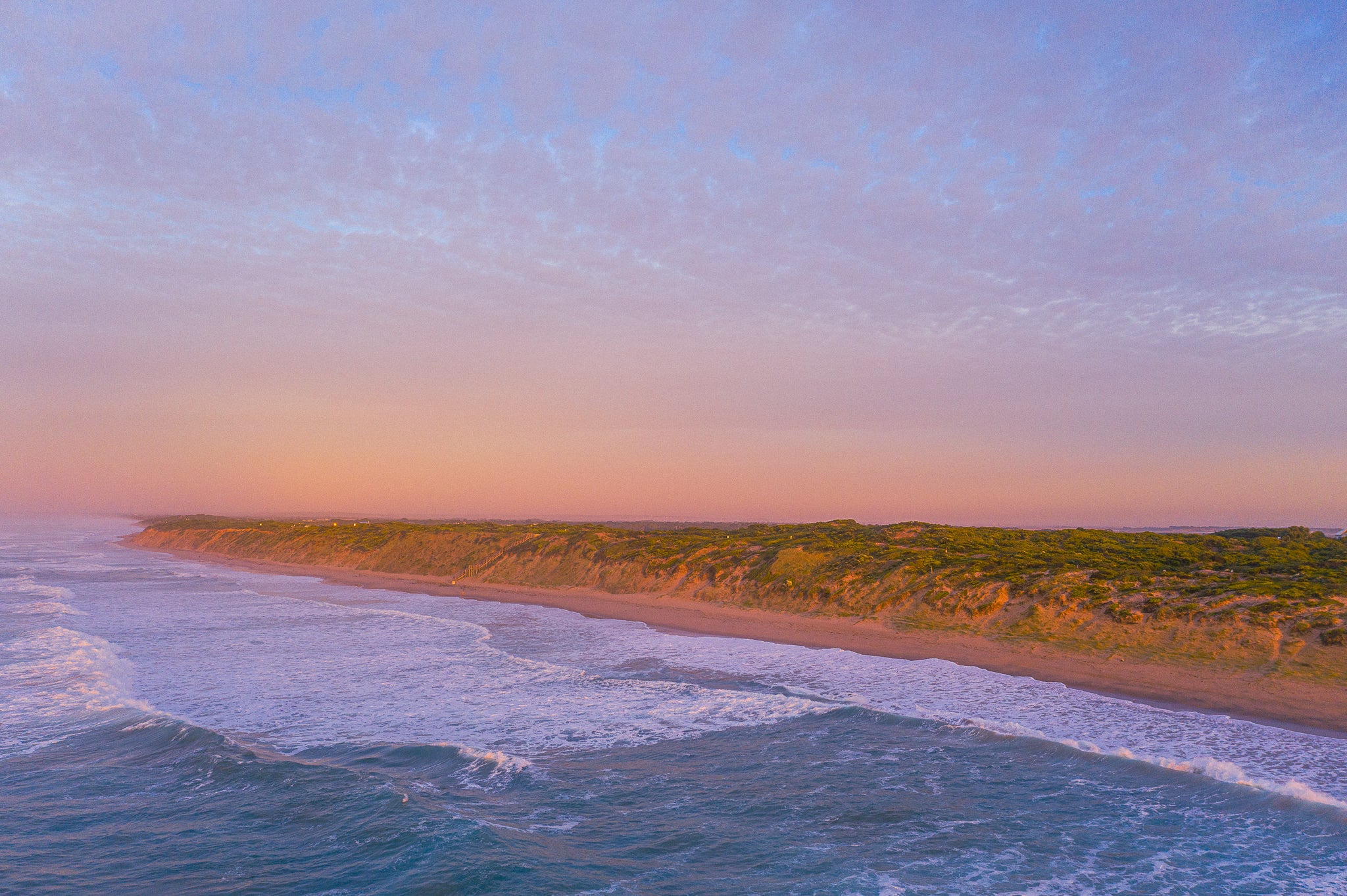 Sunrise Tones at 13th Beach aerial wall art print