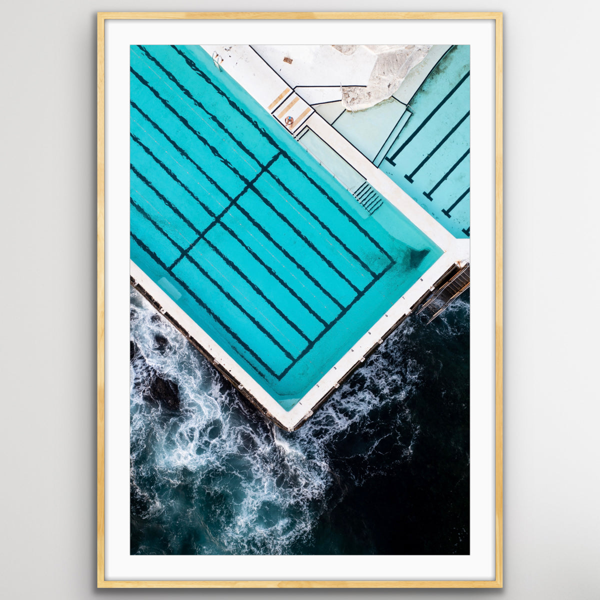Lone swimmer Bondi Icebergs drone photography print
