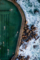 Bronte Beach ocean pool aerial photography print coastal wall art