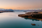 Sunrise at the Lake Tekapo aerial photography print showing turquoise water and morning light