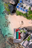 Uluwatu umbrellas aerial photography print captured from above in Bali